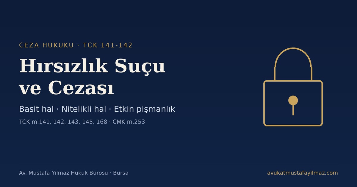 Hırsızlık Suçu ve Cezası (TCK 141-142) - Av. Mustafa Yılmaz Hukuk Bürosu, Bursa
