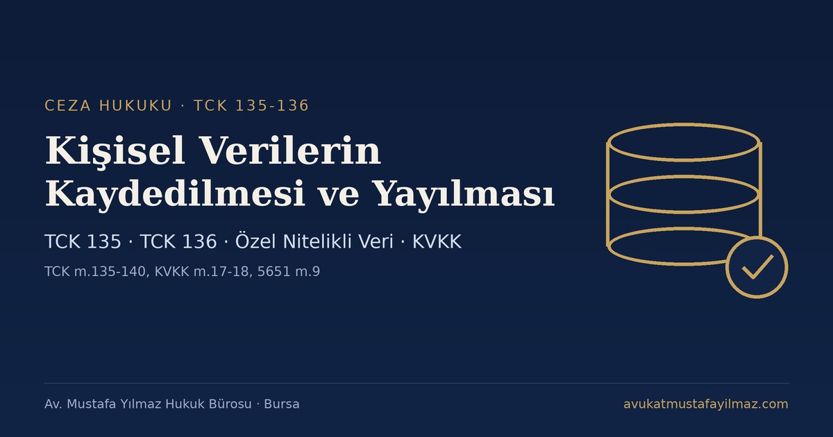 Kişisel Verilerin Kaydedilmesi ve Yayılması (TCK 135-136) - Av. Mustafa Yılmaz Hukuk Bürosu, Bursa