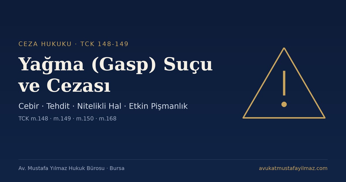 Yağma (Gasp) Suçu ve Cezası (TCK 148-149) - Av. Mustafa Yılmaz Hukuk Bürosu, Bursa